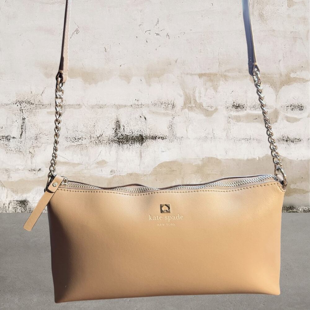 Kate Spade $248 Weller Street Declan Light Gray Leather Crossbody Bag